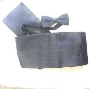 black satin cummerbund set